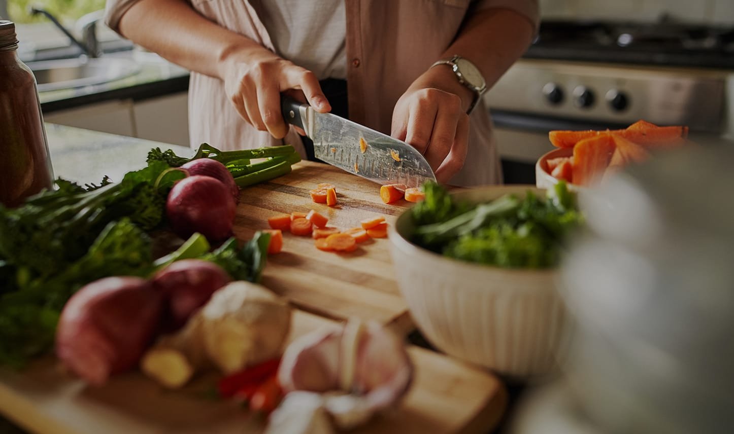 chopping carrots